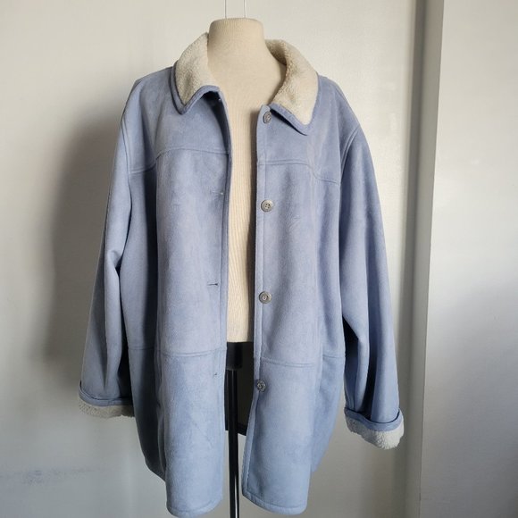 Alfred Dunner Jackets & Blazers - Alfred Dunner Baby Blue Women’s Suede Coat – Size 22W